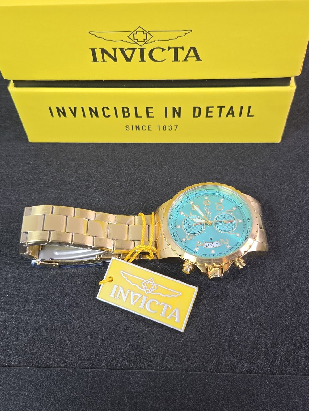 Invicta Specialty Men’s Watch 47mm Gold Tone Light Blue Dial Quartz 69794 - Picture 7 of 7